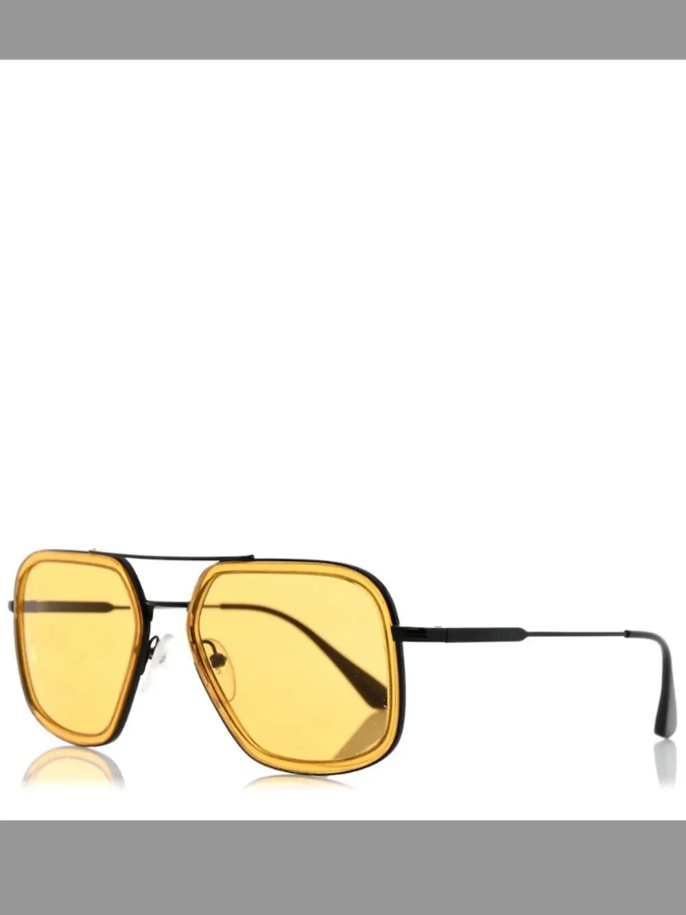 Prada Black + Yellow Aviator Sunglasses SPR 57X
